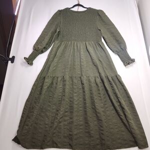 🌿BOHO Long Sleeve Dark Green Dress 3XL